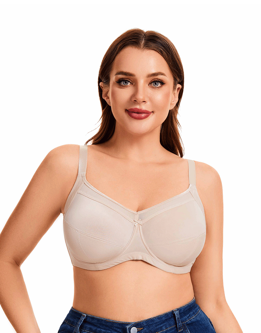 Plus Quattro Support Full-Coverage Wired Bra With Side Shaping Panels-TOASTED ALMOND SKIN