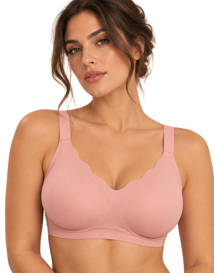 LOSHA LASER CUT NON PADDED NON WIRED T SHIRT JELLY BRA -QUARTZ PINK