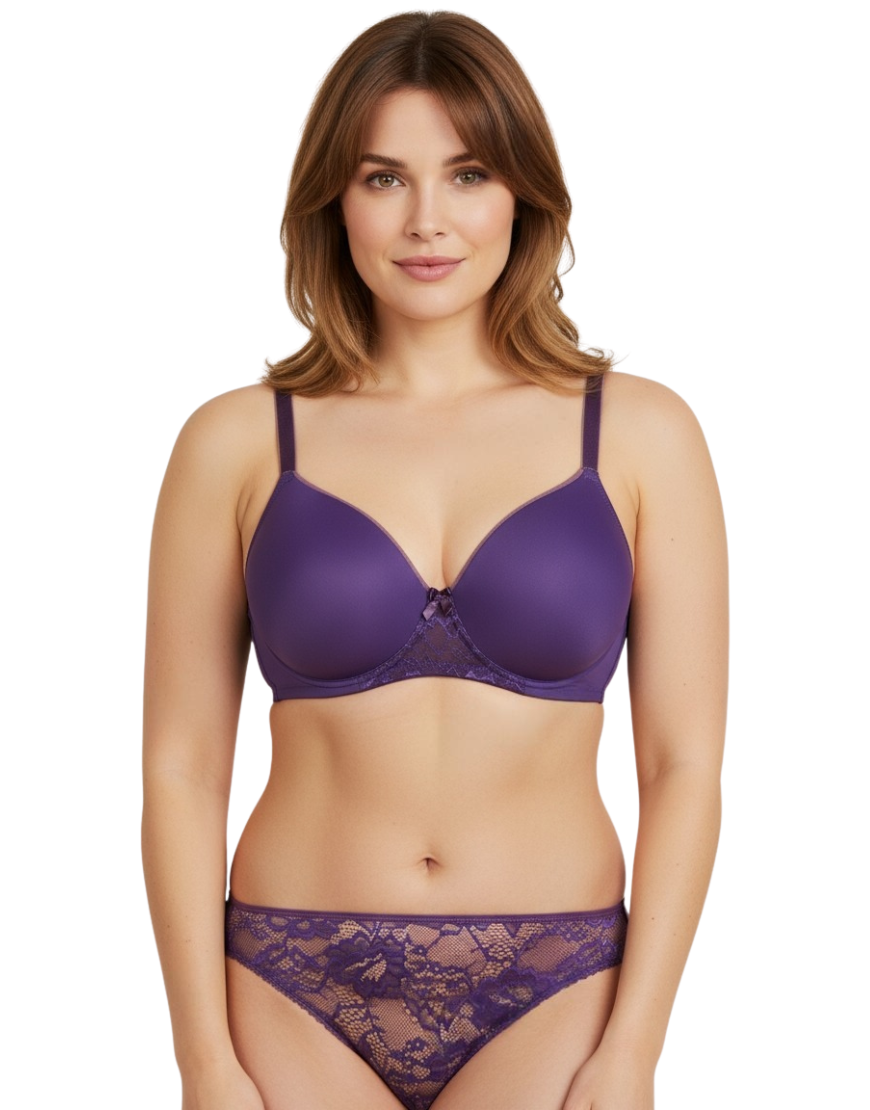 Butterfly back Bra With Lacy Panty SET-PARACHUTE PURPLE