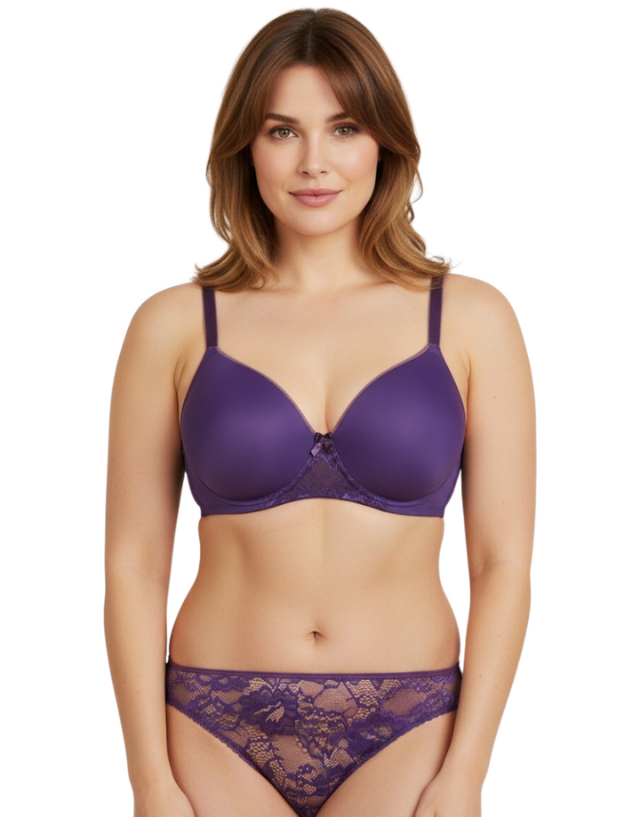 Butterfly back Bra With Lacy Panty SET-PARACHUTE PURPLE