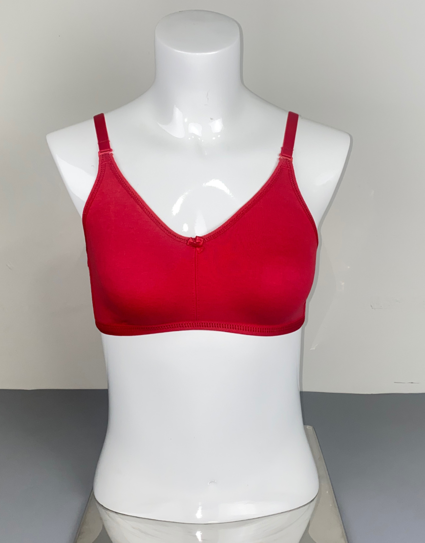 DOUBLE LAYERED NON-PADDED NON-WIRED MULTIWAY COTTON BRA-CHERRY – Losha