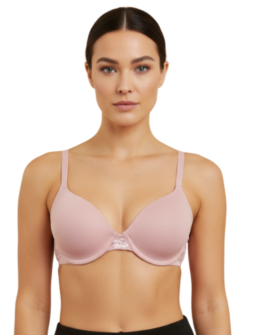 COTTON UNDERWIRED LIGHTLY PADDED T-SHIRT BRA-DAWN PINK