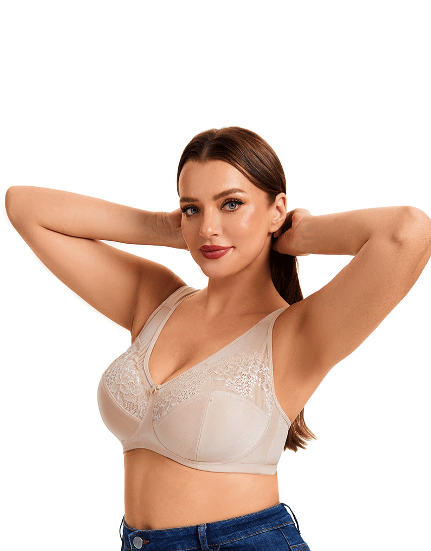 Plus Quattro Support Full-Coverage Wirefree Bra With Side Shaping Panels And Cushioned Straps-TOASTED ALMOND  SKIN