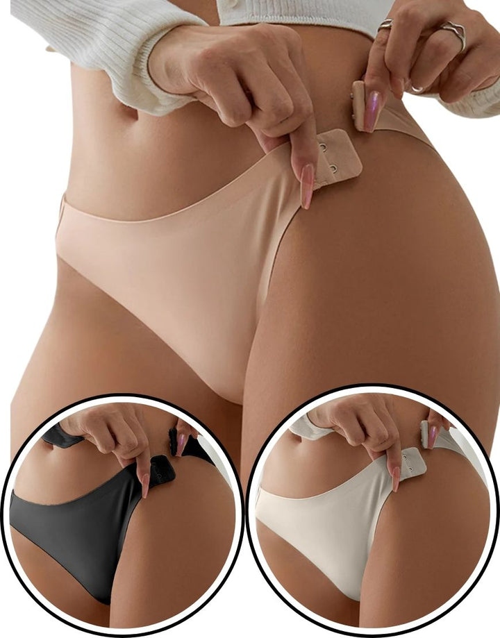 Pack of 3 Low waist Laser Cut Panties with Side hooks - Solid