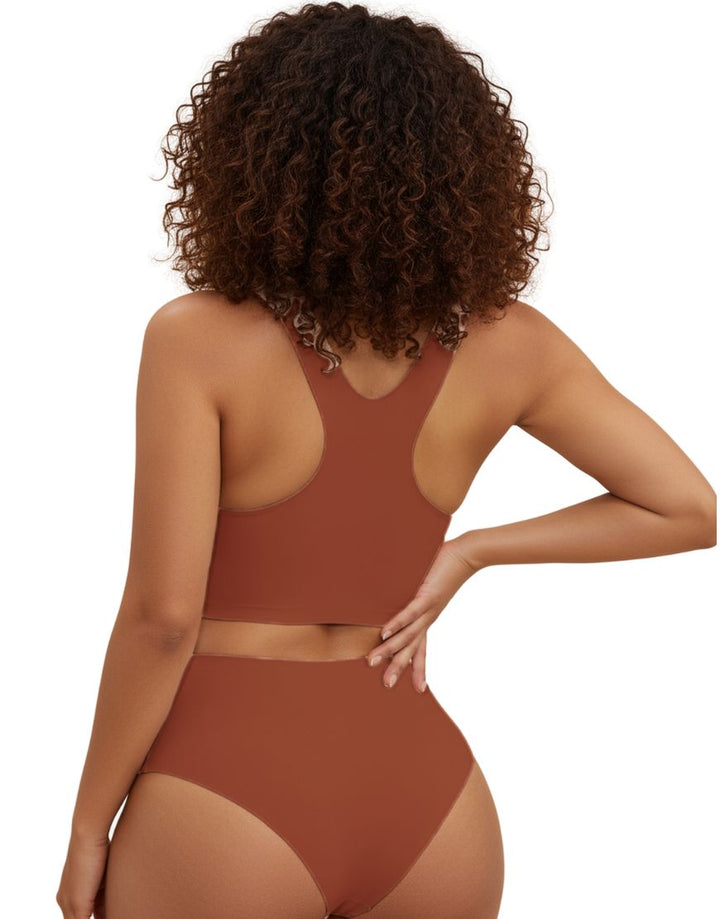 LASER CUT SUPER SOFT BRA SET -RUST