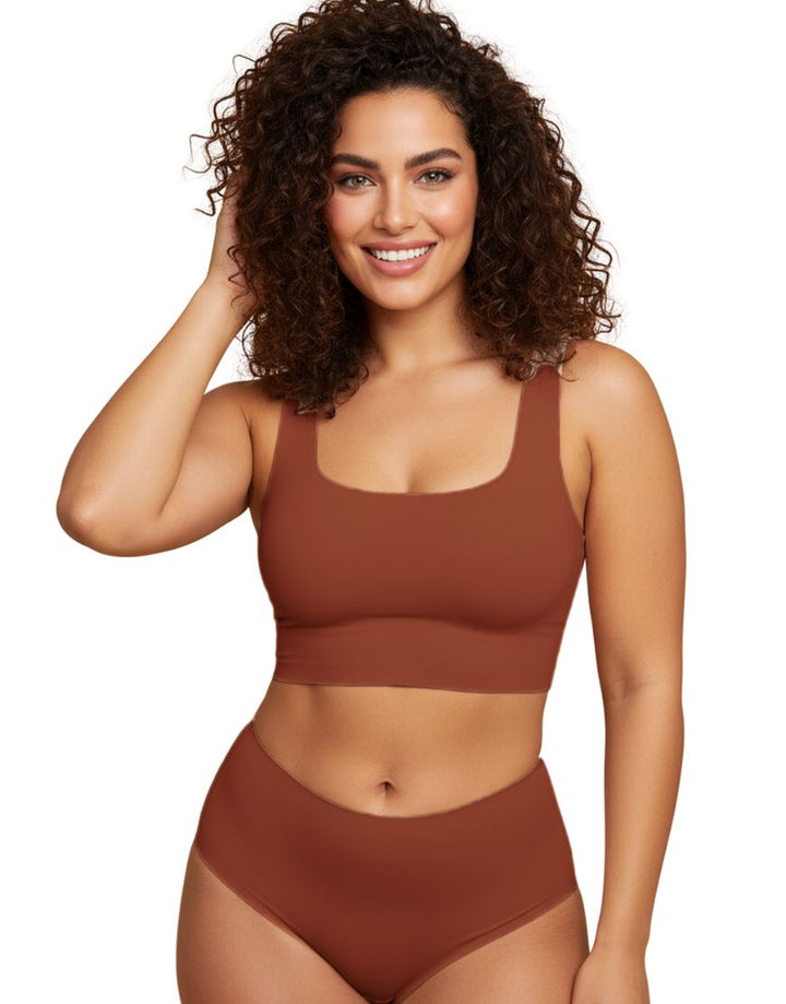 LASER CUT SUPER SOFT BRA SET -RUST