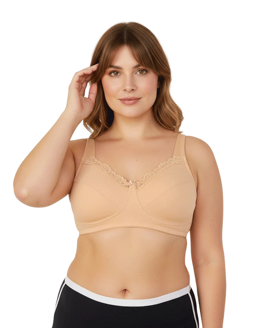 FULL COVERAGE SUPER SUPPORT CUT & SEW CUPS MINIMIZER BRA-TOASTED ALMOND