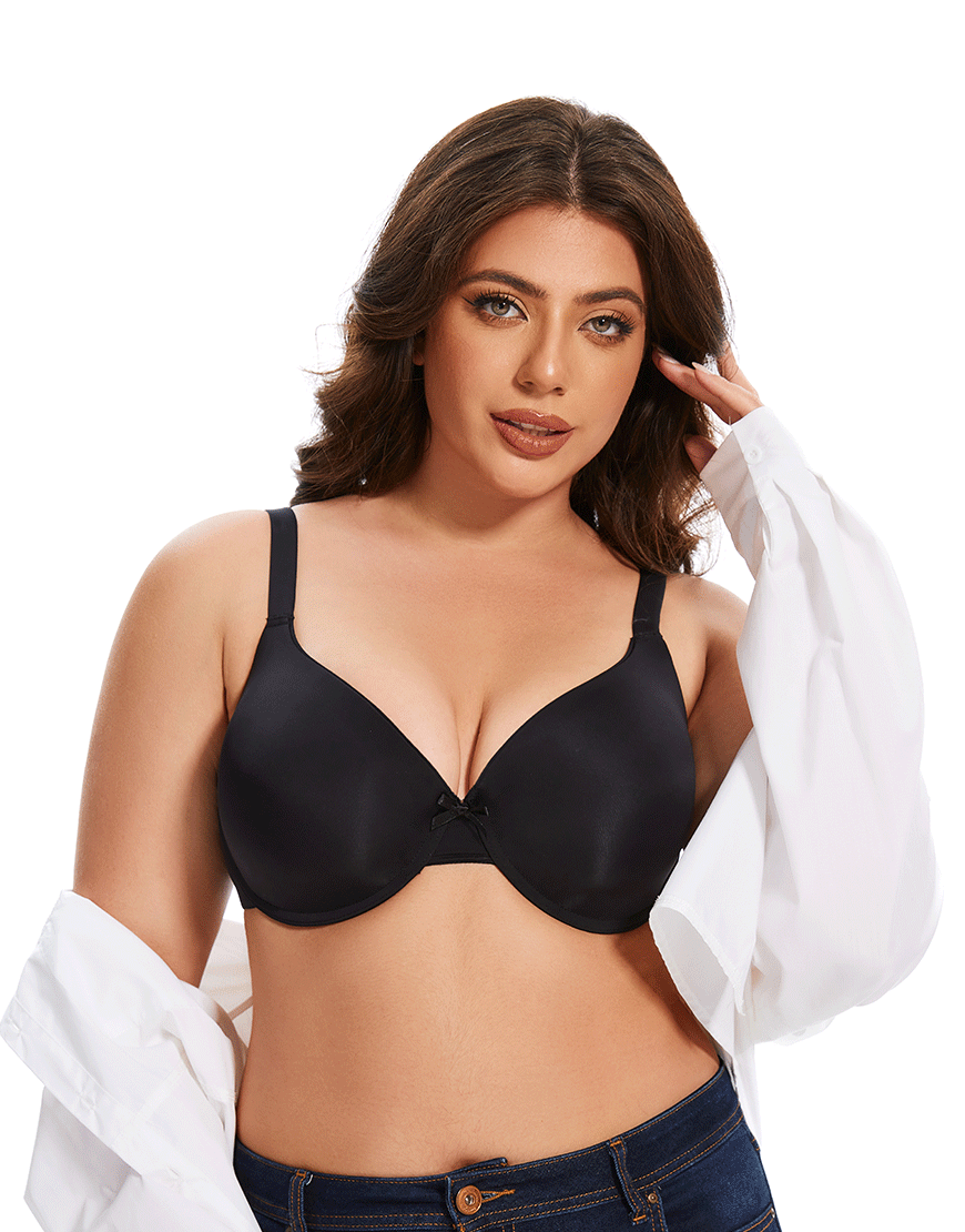 Losha Curvy Lightly Padded T-Shirt Bra -BLACK - Main Image