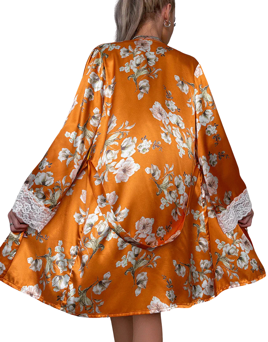 Losha Deep Love Silk 3 Piece Nighty-ORANGE