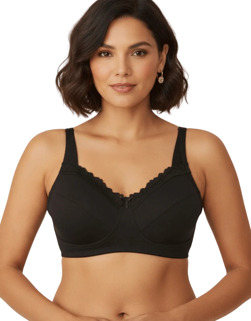FULL COVERAGE SUPER SUPPORT CUT & SEW CUPS MINIMIZER BRA-BLACK