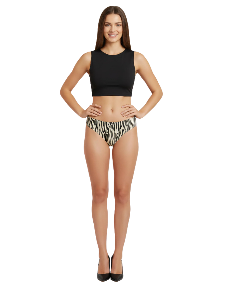 Losha Mid waist Laser Cut Panty -ZEBRA