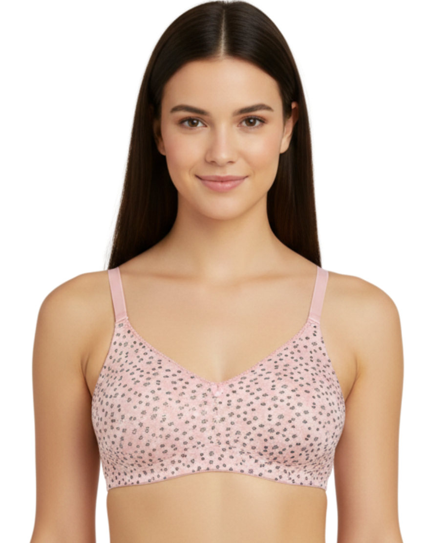 LOSHA COTTON DOUBLE LAYERED MID HIGH PANEL NON WIRED PRINTED BRA -CANDY FLORAL PRINT