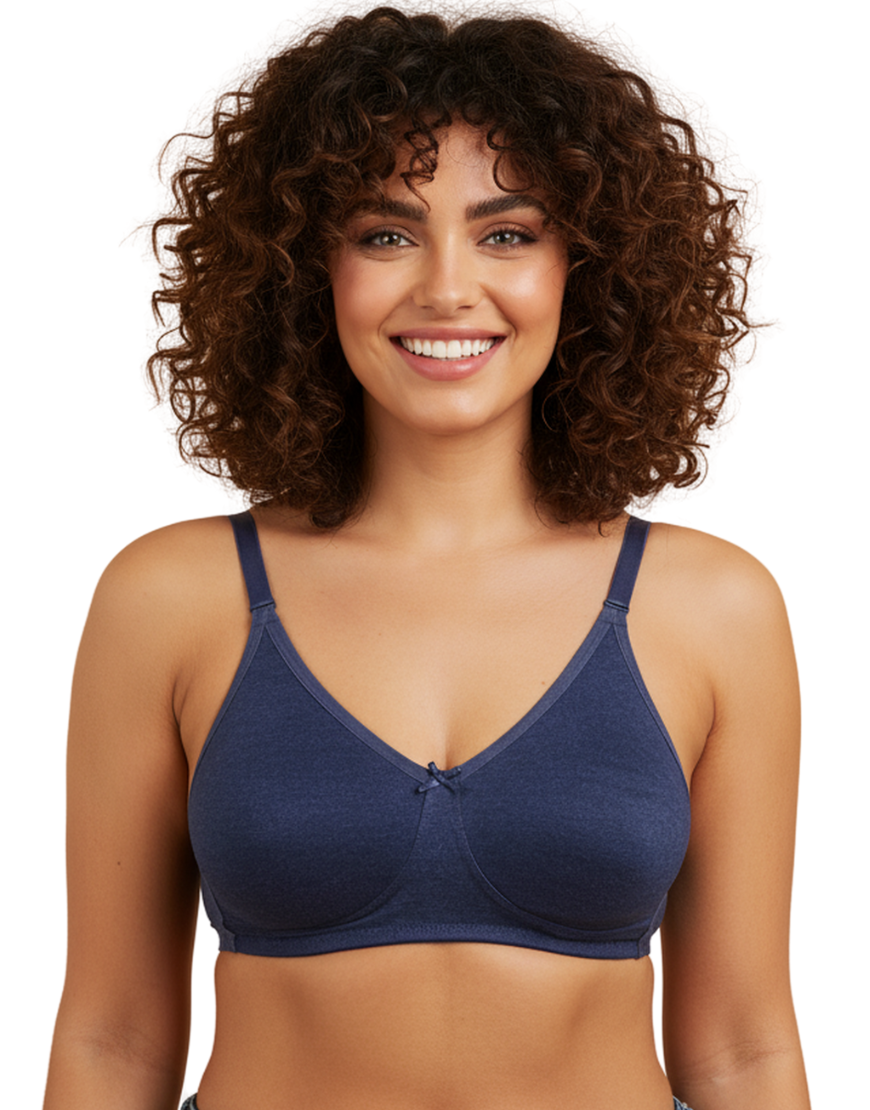 LOSHA COTTON DOUBLE LAYERED MOULDED CUPS WIRE-FREE BRA-BLUE DEPTHS