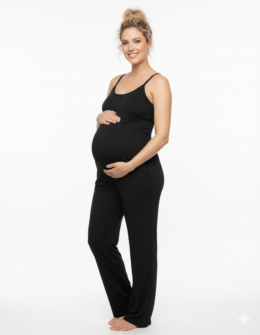 LOSHA MATERNITY STRAIGHT LEG PANTS- JET BLACK