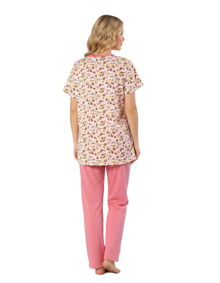 LOSHA COTTON PRINTED TOP & PJ SET- PINK