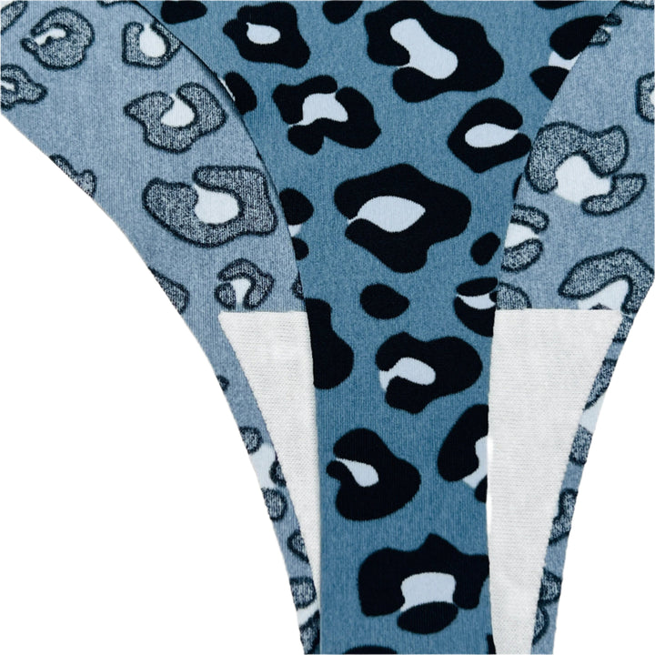 Laser Cut Thong Panty Cheeta Print-Blue
