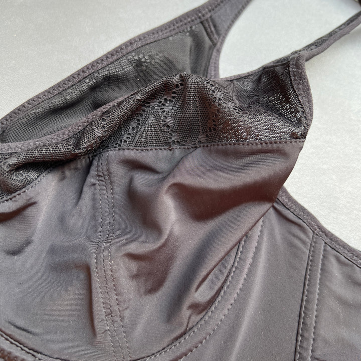 Losha Curvy Double Layered Minimizer Wired Bra with Lace Touch-BLACK