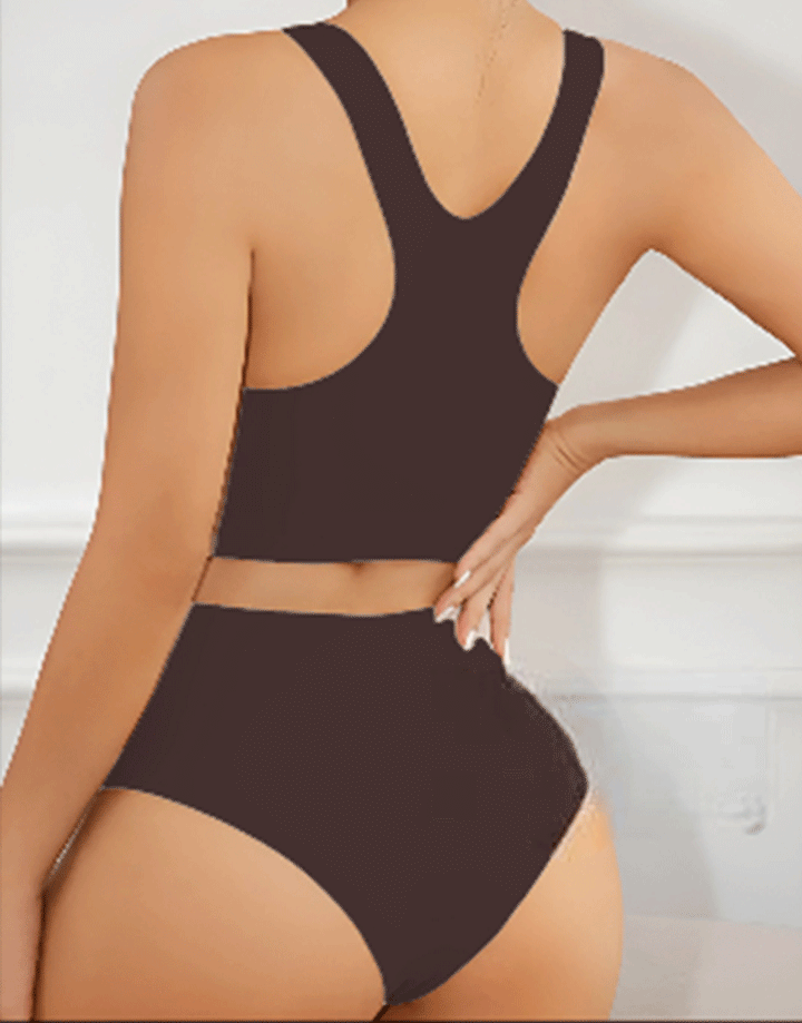 LASER CUT SUPER SOFT BRA SET-DARK BROWN
