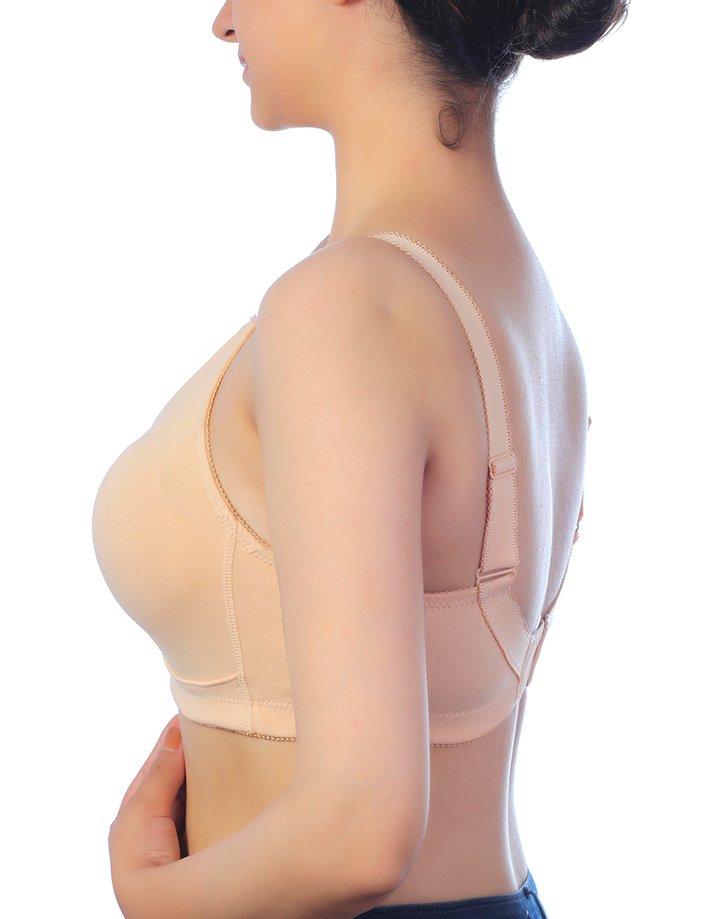 FULL COVERAGE POST SURGICAL BRA WITH BROAD ELASTIC STRAP -SKIN