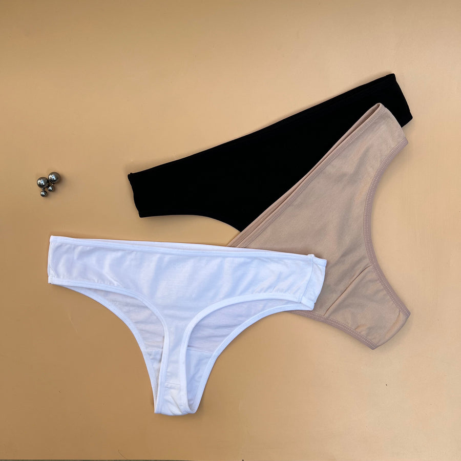PACK OF 3 SUPER SOFT COTTON THONG-ASSORTED