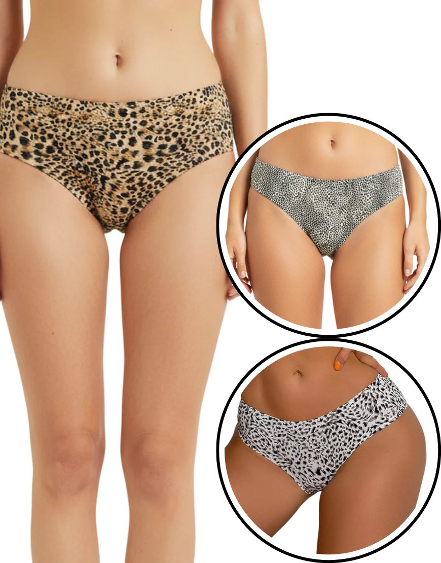 Pack of 3 Laser Cut  Panties -Animal Print