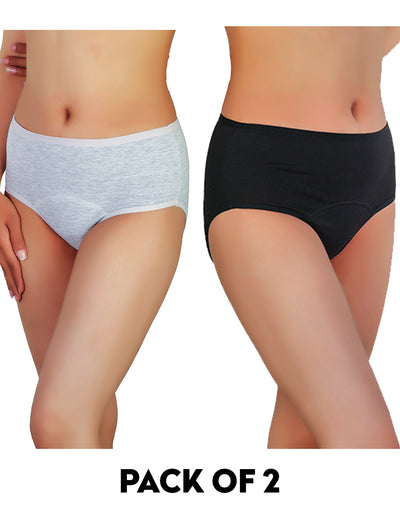 PACK OF 2 LOSHA SUPER  SOFT COTTON HIGH WAIST PERIOD PANTY-ASSORTED