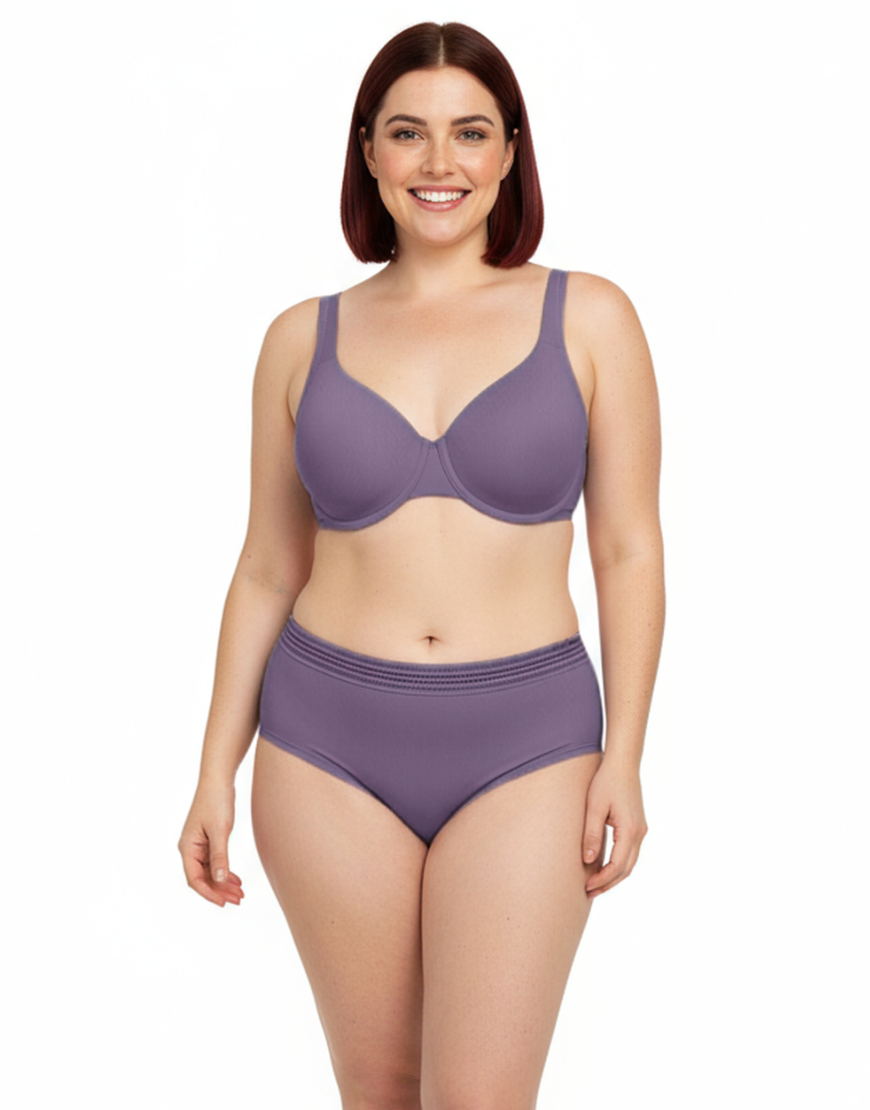 LOSHA DOUBLE LAYERED WIRED BRA WITH MATCHING PANTY-PURPLE GREY