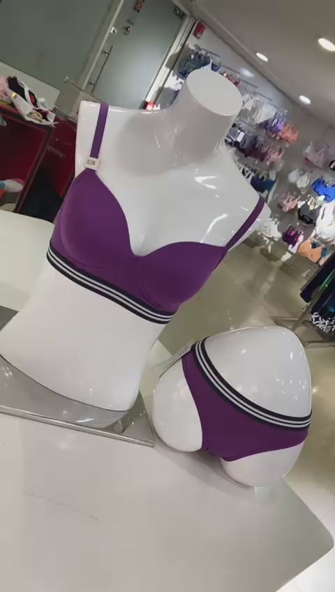 LIGHTLY PADDED NON WIRED TSHIRT BRA WITH MATCHING PANTY-PURPLE
