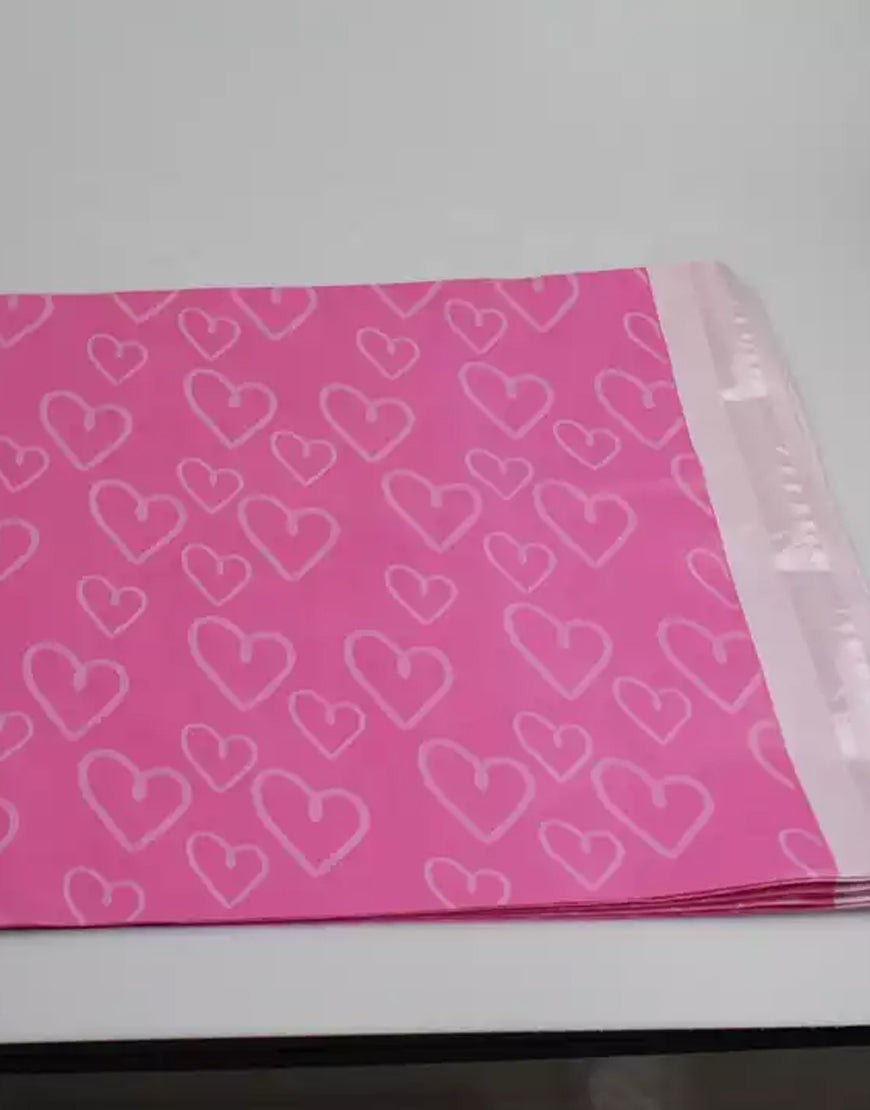 All over Heart Printed Biodegradable Packing Poly Mailer / Envelope- 11"x15"