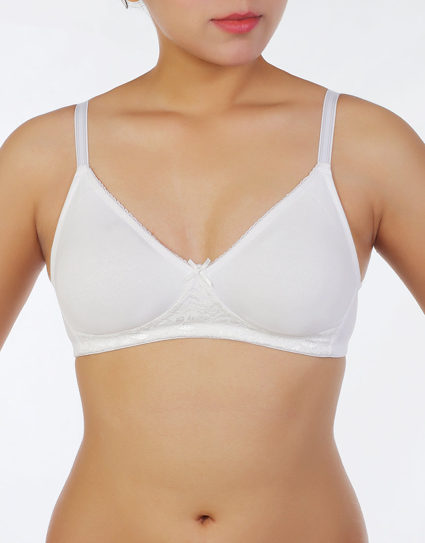 LOSHA COTTON DOUBLE LAYERED WIRE-FREE BRA WITH BOTTOM CUP LACE