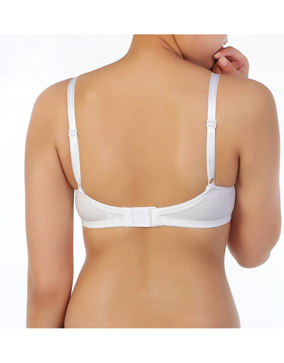 LOSHA COTTON DOUBLE LAYERED WIRE-FREE BRA WITH BOTTOM CUP LACE-WHITE