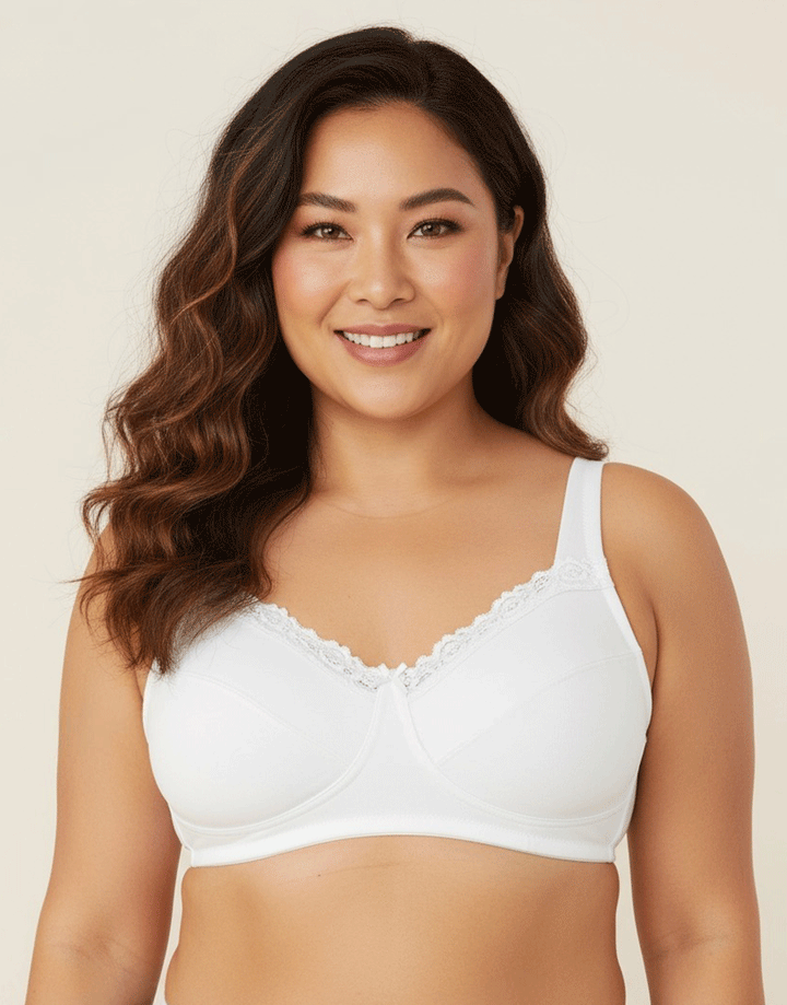 FULL COVERAGE SUPER SUPPORT CUT & SEW CUPS MINIMIZER BRA-WHITE