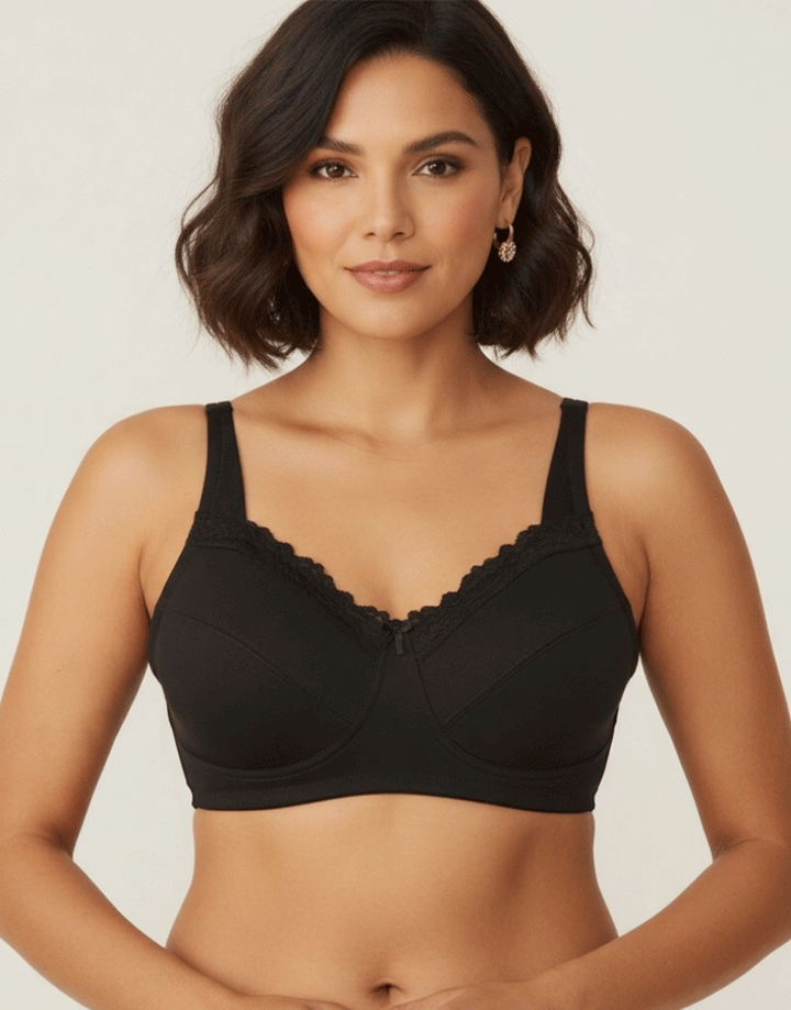 FULL COVERAGE SUPER SUPPORT CUT & SEW CUPS MINIMIZER BRA-BLACK