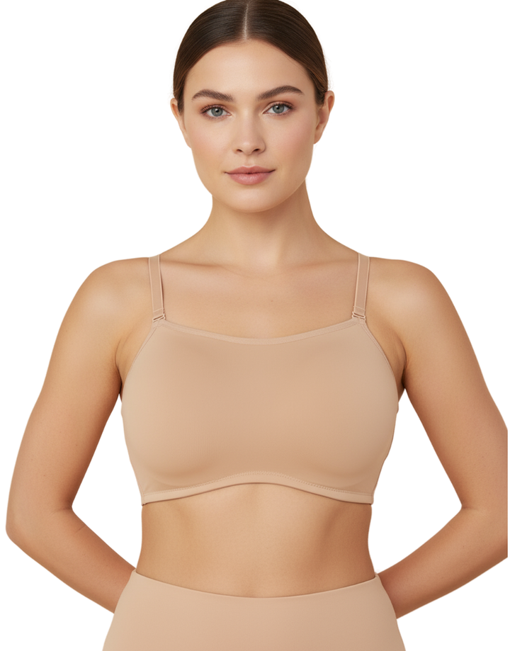 LIGHTLY PADDED SUPPER SUPPORT WIRED CAMI STYLE T-SHIRT BRA -SKIN