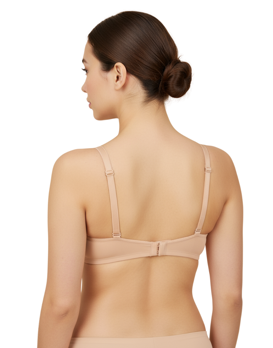 LIGHTLY PADDED SUPPER SUPPORT WIRED CAMI STYLE T-SHIRT BRA -SKIN