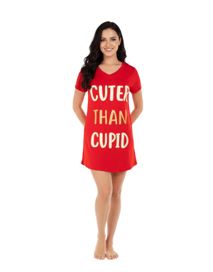 CUTER THAN CUPID SLEEP SHIRT-RED
