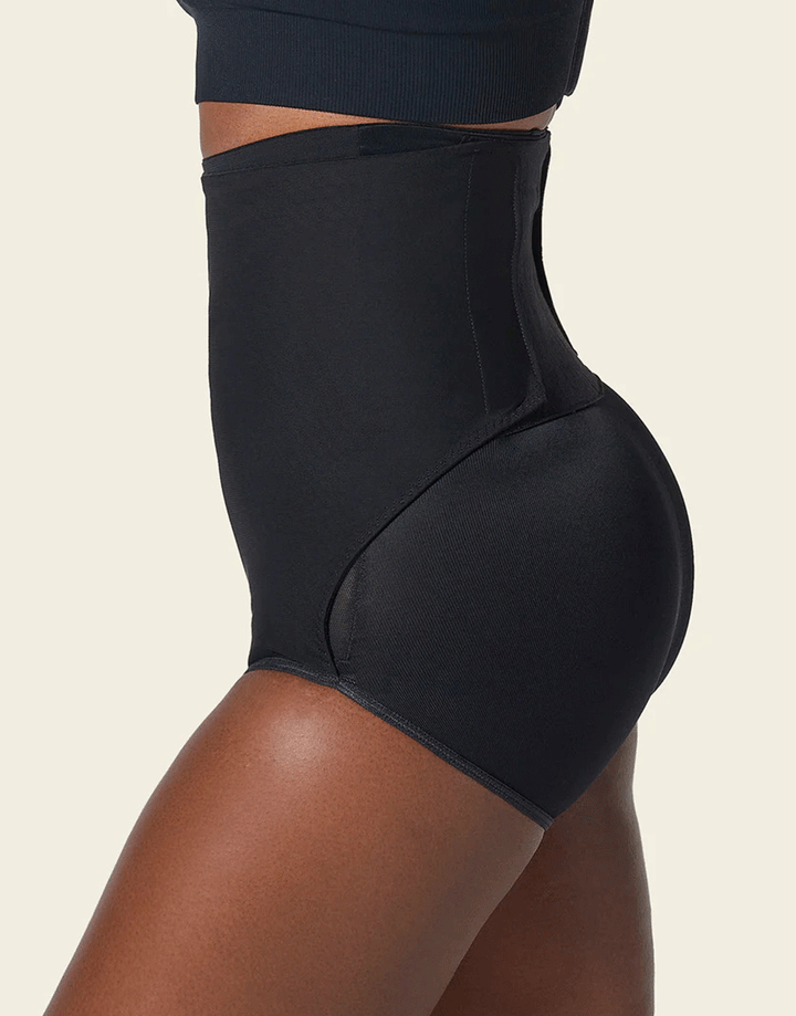 HIGH-WAISTED FIRM TUMMY COMPRESSION POSTPARTSUM PANTY WITH ADJUSTABLE BELLY WRAP-BLACK