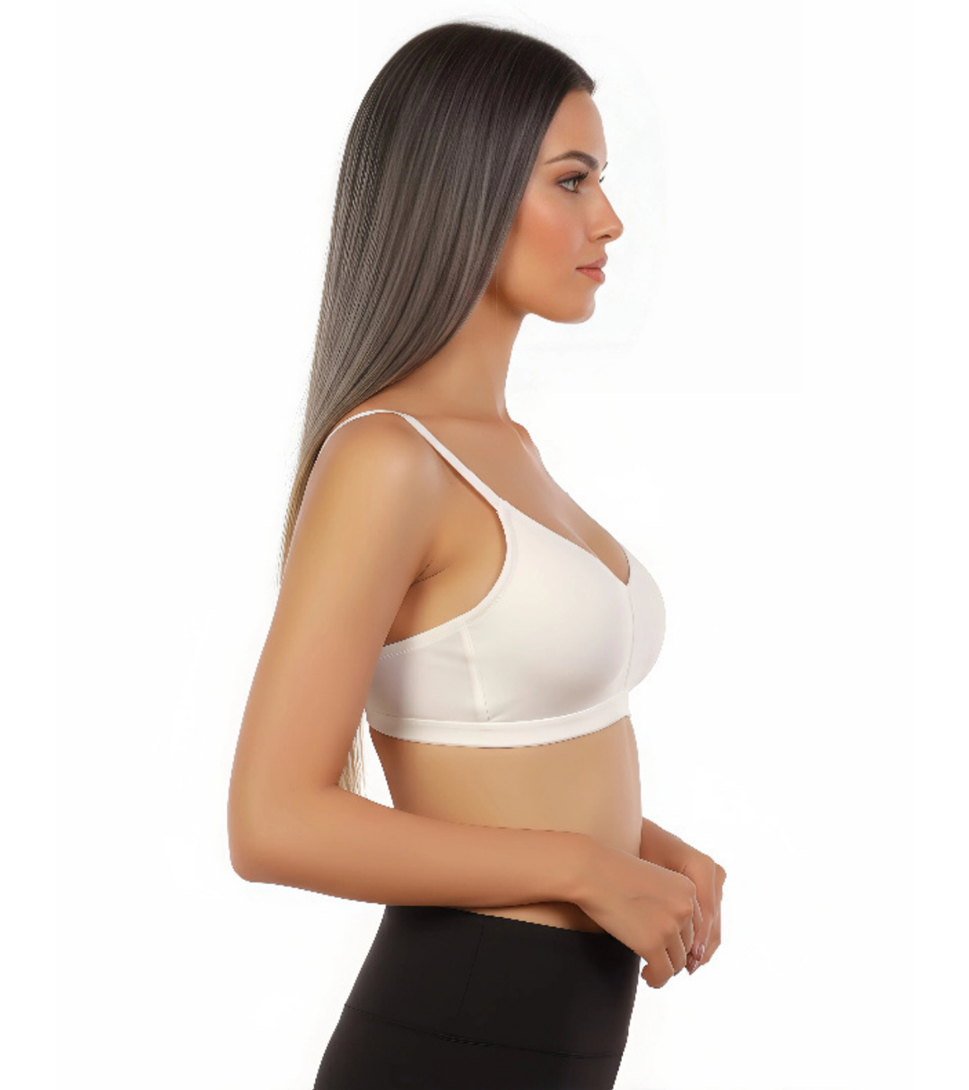 DOUBLE LAYERED WIRE-FREE BRA WITH HIGH MID PANEL -WHITE