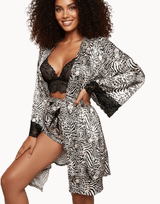 Losha Deep Love Silk 3 Piece Nighty-WHITE CHEETA