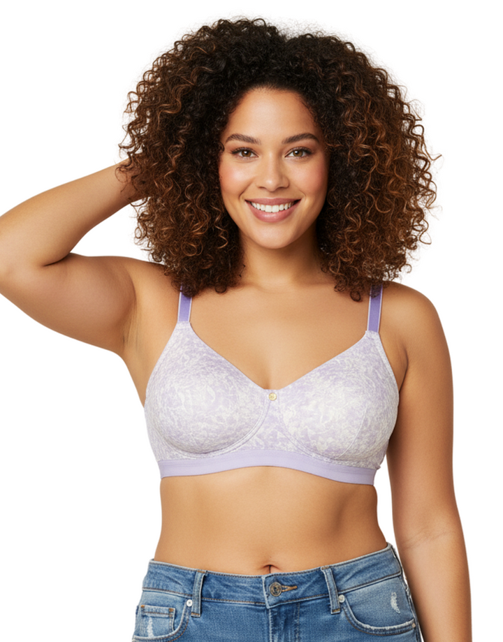 Losha True Curv Double Layered Non Wired Full Coverage Super Support Bra -Purple Print