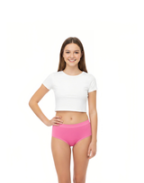 TEENS  PACK OF 4 SEAMLESS SOLID & PRINT HIPSTER PANTIES-PINK GLOW