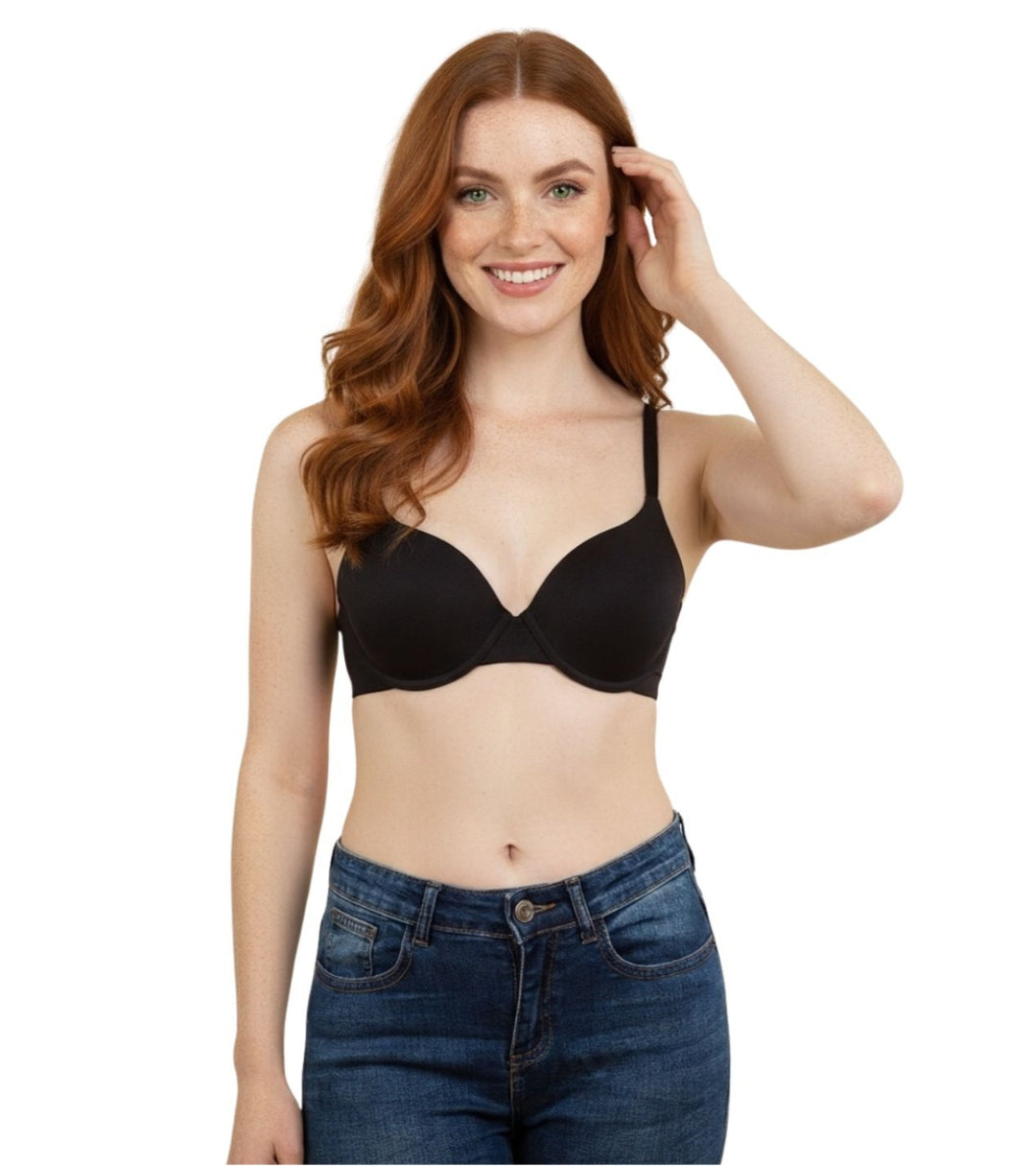 LOSHA WIRED LEVEL 2 PUSH-UP BRA WITH POWER MESH WINGS -BLACK