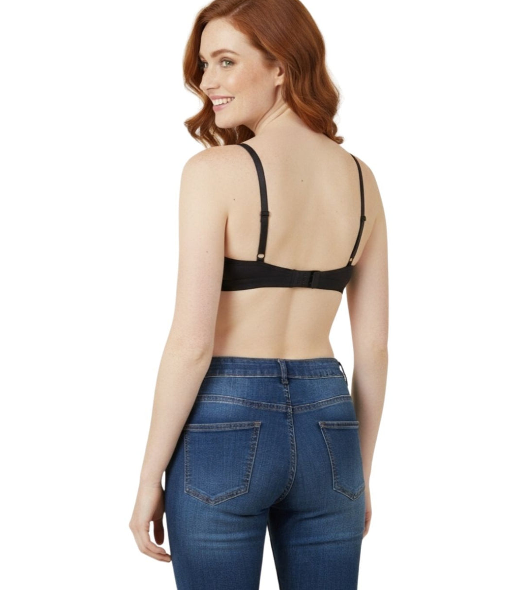 LOSHA WIRED LEVEL 2 PUSH-UP BRA WITH POWER MESH WINGS -BLACK