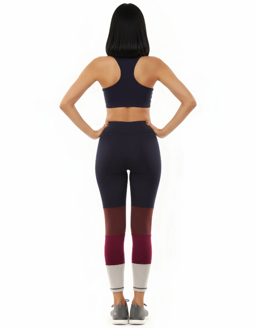 LOSHA STRETCH COTTON COLOR BLOCK TIGHTS-BLUE