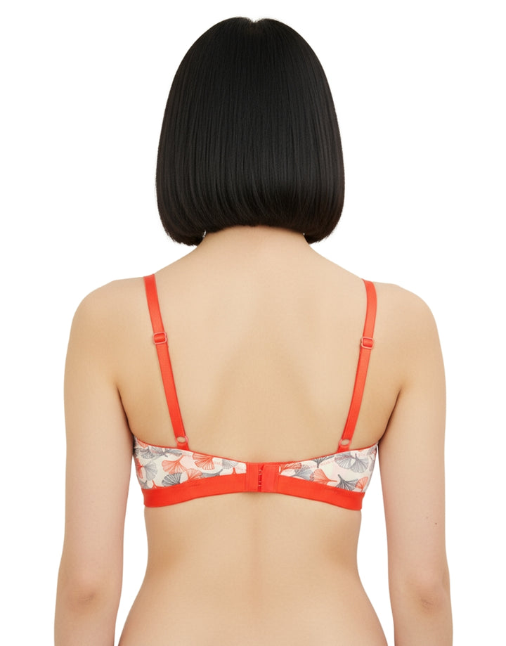 DOUBLE LAYERED COTTON WIREFREE PRINTED BRA-ORANGE
