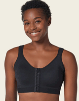 LEONISA NEW! Stretch Cotton Posture Correcter Wireless Bra With Removeable Pads-All-in-one-Black