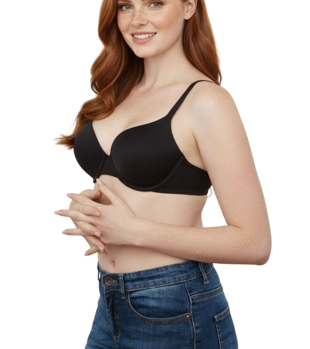 LOSHA WIRED LEVEL 2 PUSH-UP BRA WITH POWER MESH WINGS -BLACK