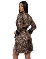 Losha Deep Love Silk 3 Piece Nighty-LEOPEARD