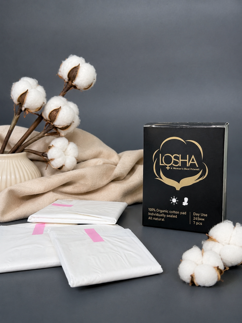 Losha Organic Cotton Ultra thin sanitary pads PACK OF 7-245mm
