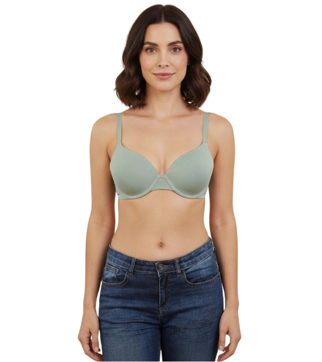 LOSHA WIRED LEVEL 2 PUSH-UP BRA WITH POWER MESH WINGS -BLUE SURF